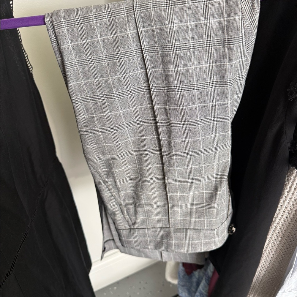 Tanya Taylor Black and Gray Plaid Pants